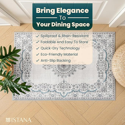 Istana 2x3 Rugs - Pink Beige Whisper/Grey/Blue Area Rugs - Foldable Dining Room Rug - Area Rug for Bedroom - Anti-Slip Washable Modern Rugs for Living Room