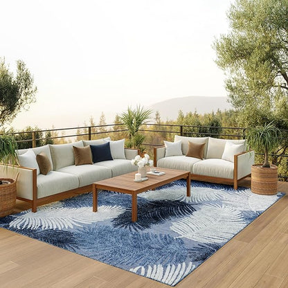 Nourison Home Suncoast Denim 9' x 12' Area Rug - Easy Clean, Non Shedding, Bed Room, Living Room, Dining Room, Kitchen (9' x 12')
