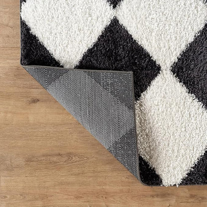 Rugshop Diamond Wave Pattern Shag Area Rug Anthracite Dark Gray 4' x 6' Ideal for Small Living Rooms, Offices, or Beside The Bed