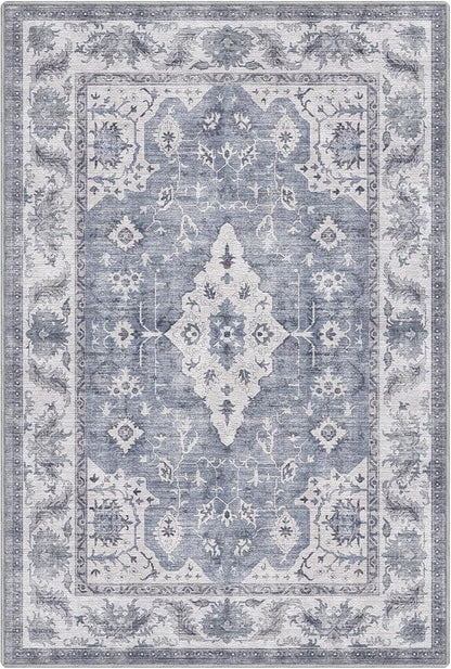 LUMI Washable Area Rug 8x12 for Living Room, Ultra Soft Stain Resistant Carpet with Non Slip Rubber Backing, Non-Shedding Low Pile Rugs for Bedroom, Dining Room, Indoor, Office