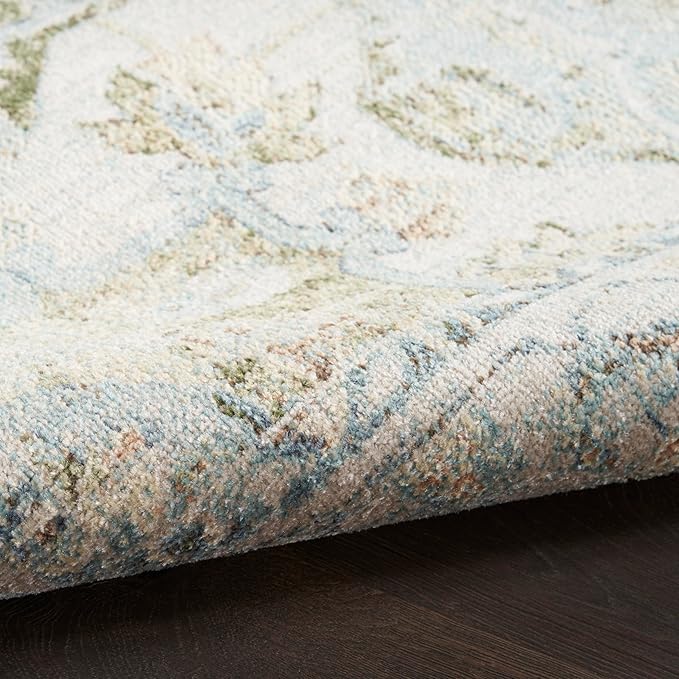 Nourison Home Astra Machine Washable Blue Green 6'7" x 9' Area Rug - Easy Clean, Non Shedding, Bed Room, Living Room, Dining Room, Kitchen (7' x 9')