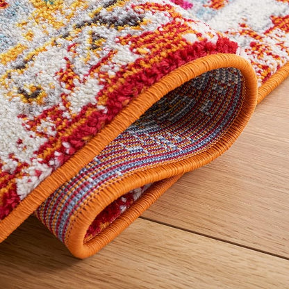 SAFAVIEH Madison Collection Area Rug - 5'3" x 7'6", Rust & Pink, Boho Diamond Distressed Design, Non-Shedding & Easy Care, Ideal for High Traffic Areas in Living Room, Bedroom (MAD418Q)