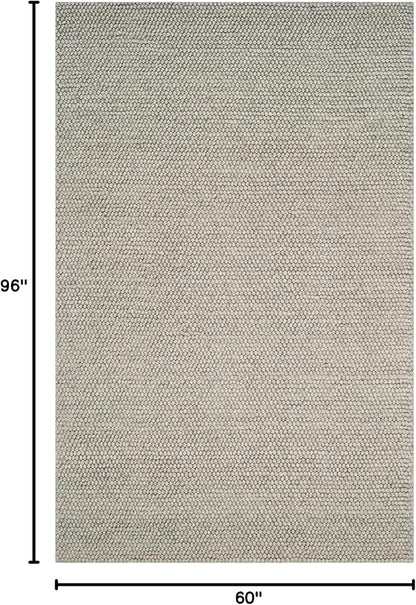 SAFAVIEH Area Rug 5x8 - Natura Collection - Silver, Handmade Wool Blend, Textured Design, Ideal for Living Room, Bedroom, Dining Space (NAT620C)