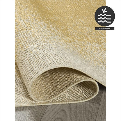 FH Home Outdoor Rug - Waterproof Easy to Clean Stain Resistant - Patio Indoor Outdoor Porch Deck Balcony Entryway - Ombre Modern - Dhruva - Yellow - 5ft 2in x 7ft 6in