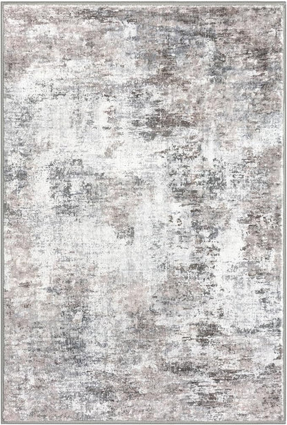 Small Abstract Area Rug 2x3 Entryway Rug Washable Door Mat Indoor Entrance, Washable Throw Rugs Non-Slip, Soft Beige Grey Kitchen Rugs Thin Print Faux Wool Floor Carpet for Foyer Front Door