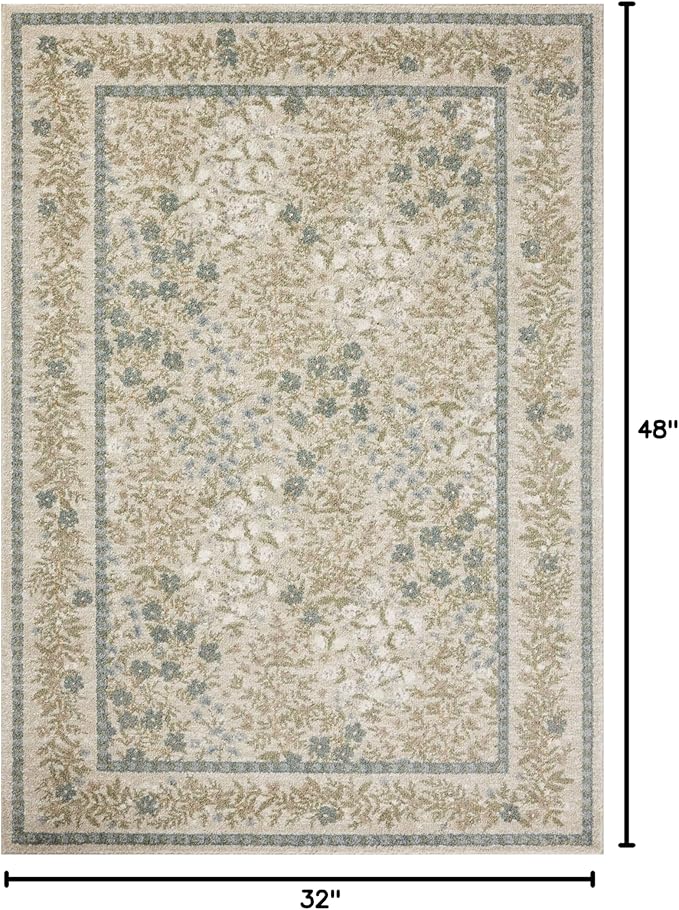 Loloi Rifle Paper Co. Laurel Collection LAU-03 Ivory/Multi 2'-8" x 4' Accent Rug
