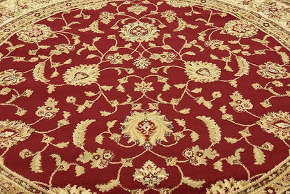 Unique Loom Voyage Collection Traditional Oriental Classic Intricate Design Area Rug (8' 0 x 8' 0 Round, Red/Gold)