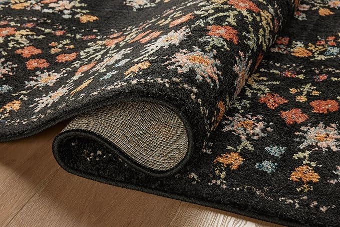 Loloi Rifle Paper Co. Laurel Collection LAU-02 Black 2'-8" x 4' Accent Rug