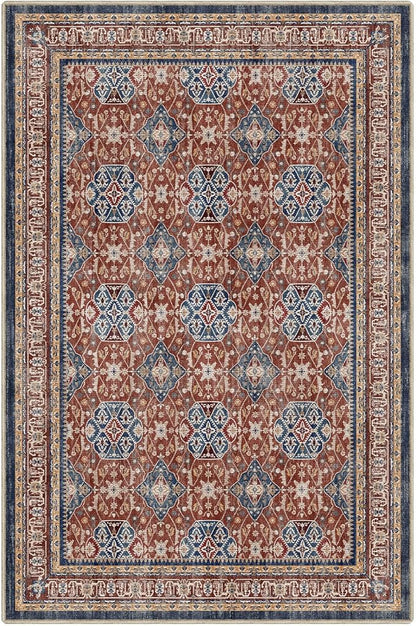 LUMI Washable Area Rug 8x10 for Living Room, Ultra Soft Stain Resistant Carpet with Non Slip Rubber Backing, Non-Shedding Low Pile Rugs for Bedroom, Dining Room, Indoor, Office
