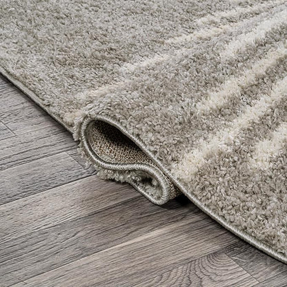 JONATHAN Y Elm Diamond Stripe Shag Gray/Ivory Runner Rug, 2x8, Geometric, Bohemian, Contemporary, Easy-Cleaning for Living Room, Bedroom, Kitchen, Pet Friendly, Non-Shedding (MOH408B-28)