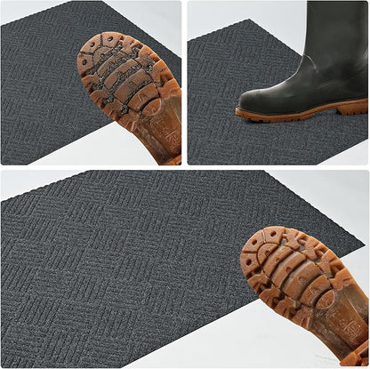 jxgzyy Commercial Hallway Runner Rugs 3'11" x 9'10", Non-Slip Indoor Outdoor Doormat, Heavy Duty Floor Mat for Entrance, Porch, Patio, Garage, High Traffic Area, Dark Grey