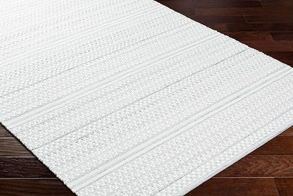 Mark&Day Wool Rugs, 6x9 Precious Solid and Border Cream/Charcoal Area Rug, Cream Grey Carpet for Living Room, Bedroom or Kitchen (6' x 9')
