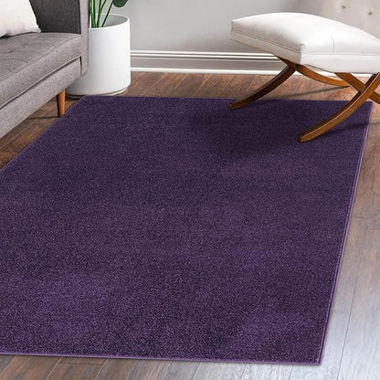 Eyely UES100N-9 Supersoft Haze Solid Low-Pile Indoor Area Rug Casual;Contemporary;Solid;Traditional, Bedroom, Kitchen, Living Room, Easy-Cleaning, Non-Shedding, 9 X 12, Purple