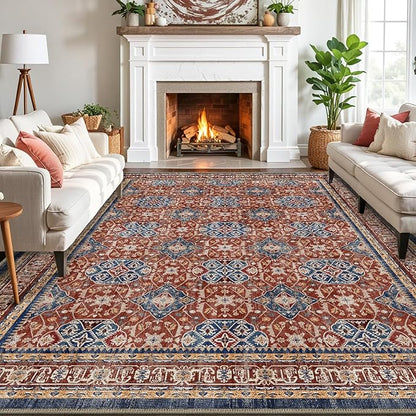 LUMI Washable Area Rug 5x8 for Living Room, Ultra Soft Stain Resistant Carpet with Non Slip Rubber Backing, Non-Shedding Low Pile Rugs for Bedroom, Dining Room, Indoor, Office
