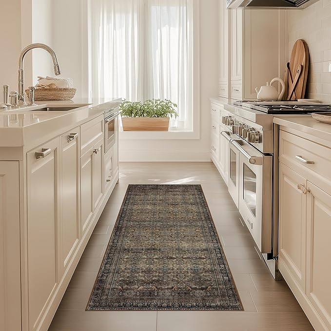 Area Rug Non Slip Machine Washable Ultra Soft Living Room/Bedroom/Kitchen/Outdoor/Classroom Vintage Brown, 2'×6'