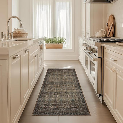 Area Rug Non Slip Machine Washable Ultra Soft Living Room/Bedroom/Kitchen/Outdoor/Classroom Vintage Brown, 2'×6'