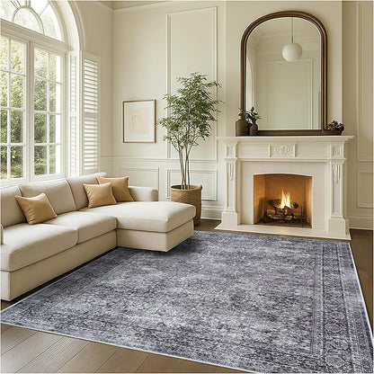 Fame Rugs Turkish Rug. Washable Vintage Oriental Antique Inspired Traditional Doormat Small Modern Area Rugs Luxury Entryway Entry Bedroom Bathroom Kitchen (396NN, 2'5 x 9'8)