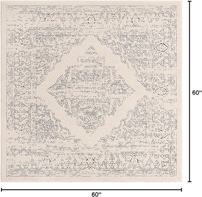 Unique Loom Isabella Collection Area Rug - Rossellini (5' Square, White/ Black)