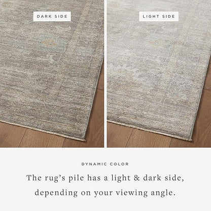 Loloi Magnolia Home by Joanna Gaines Millie Collection MIE-05 Stone/Natural 9'-6" x 9'-6", .25" Pile Height, Round Area Rug