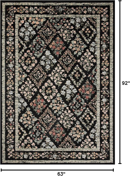 Loloi Rifle Paper Co. Laurel Collection LAU-04 Black/Multi 5'-3" x 7'-8" Area Rug