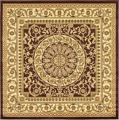 Unique Loom Versailles Collection Traditional Classic Medallion Floral Motif Area Rug (6' 0 x 6' 0 Square, Brown/ Ivory)