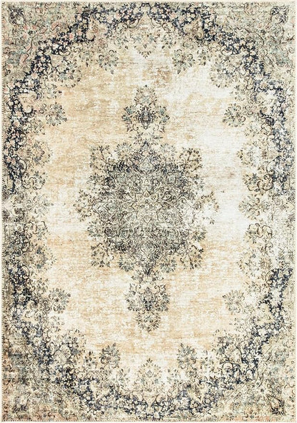 Keen Home Design 6x9 Rug - Machine Washable Area Rug with Non-Slip Backing, Ideal for Living Room, Dining Room, Bedroom - Vintage, Easy Clean, Durable, Low Pile - (6' x 9')