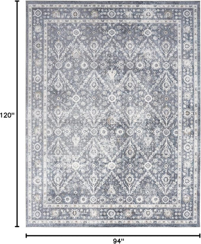Nourison Home Astra Machine Washable Dark Blue 7'10" x 10' Area Rug - Easy Clean, Non Shedding, Bed Room, Living Room, Dining Room, Kitchen (8' x 10')