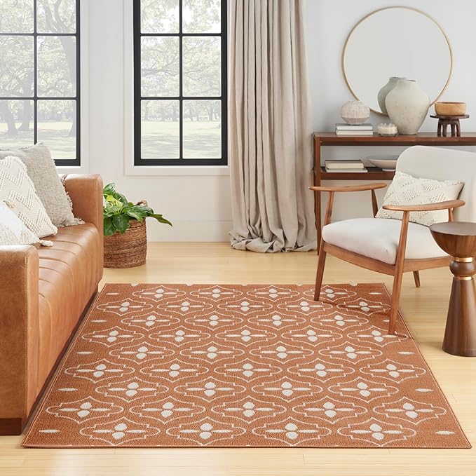 Nourison Home Nourison Essentials Copper 4' x 6' Area Rug - Easy Clean, Non Shedding, Bed Room, Living Room, Dining Room, Kitchen (4' x 6')