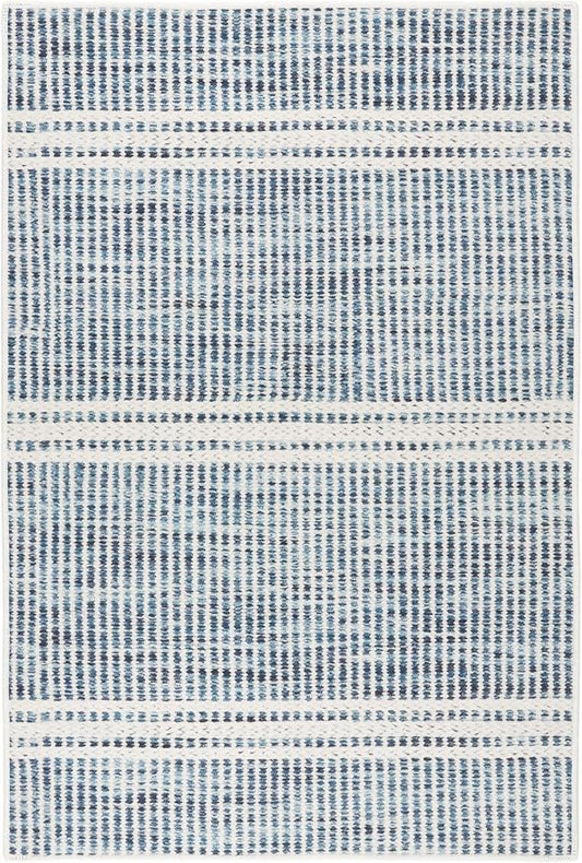 Dash & Albert Malta Blue Machine Washable Rug, 8.5 X 11.5 Feet, Blue Stripe Pattern