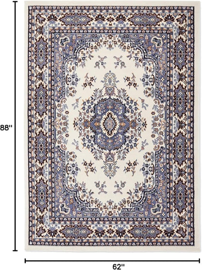 Home Dynamix Premium Sakarya Traditional Medallion Border Area Rug, Porcelain, 5'2"x7'4" Rectangle