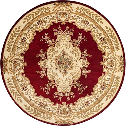 Rugs.com Chateau Collection Rug – 13' Round Red Medium Rug Perfect for Kitchens, Dining Rooms