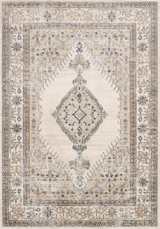 Loloi Teagan Collection TEA-02 Oatmeal/Ivory 11'-6" x 15' Area Rug, Large, Soft Neutral Rug, High-Traffic for Living Room, Bedroom, Home Office, Dining Area