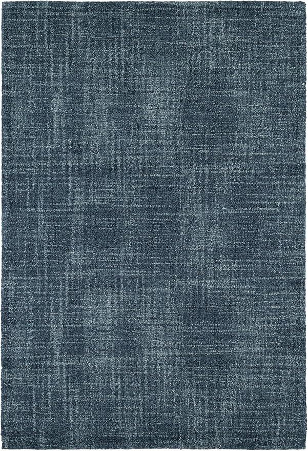Dash and Albert Crosshatch Denim Hand Micro Hooked Wool Rug, 9.5 X 13.5 Feet, Blue Solid Pattern - Premium Luxury Hotel Quality Soft Breathable Hypoallergenic Machine Washable Easy Care All Season