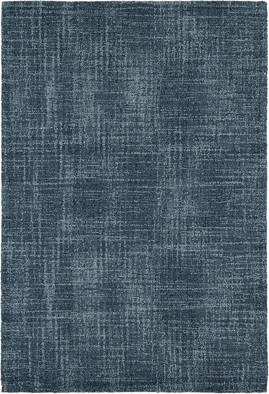 Dash and Albert Crosshatch Denim Hand Micro Hooked Wool Rug, 8.5 X 11.5 Feet, Blue Solid Pattern - Premium Luxury Hotel Quality Soft Breathable Hypoallergenic Machine Washable Easy Care All Season