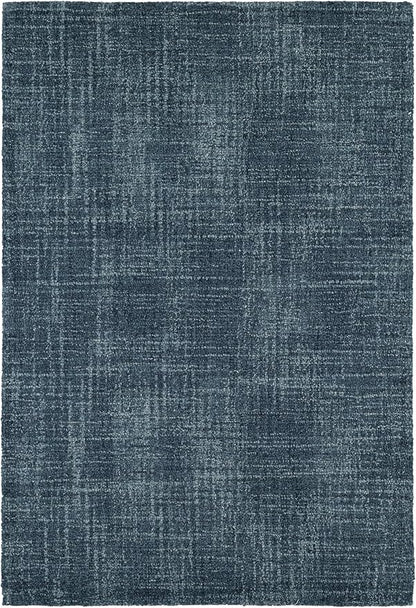 Dash and Albert Crosshatch Denim Hand Micro Hooked Wool Rug, Runner-2.5 X 8 Feet, Blue Solid Pattern - Premium Luxury Hotel Quality Soft Breathable Hypoallergenic Machine Washable Easy Care All