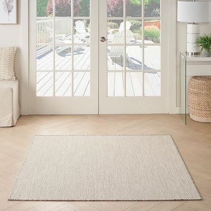 Nourison Home Courtyard Ivory Silver 4' x Square Area Rug - Easy Clean, Non Shedding, Bed Room, Living Room, Dining Room, Kitchen (4' x Square)