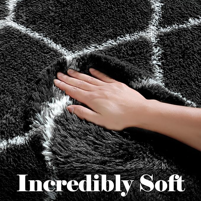 ONASAR 6x9 Area Rugs for Living Room Bedroom, Washable Large Fluffy Black and White Throw Rug, Geometric Soft Plush Shaggy Floor Carpet for Nursery Kids Girls Boys Teen Dorm Home Decor Aesthetic