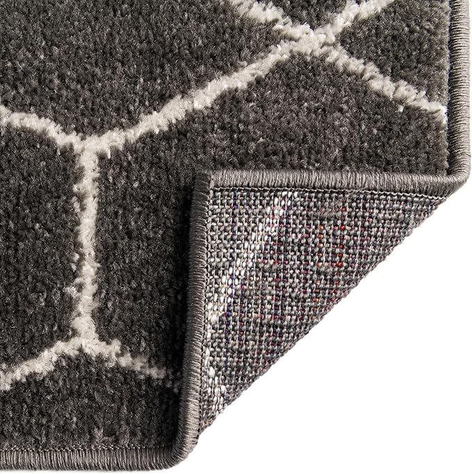 Unique Loom Trellis Frieze Collection Area Rug - Geometric (4' Square, Dark Gray/ Ivory)