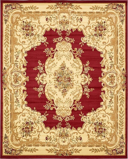 Rugs.com Chateau Collection Rug – 8' x 10' Red Medium Rug Perfect for Living Rooms, Large Dining Rooms, Open Floorplans