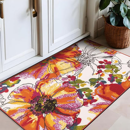 Rugshop Modern Bright Flowers Non-Slip (Non-Skid) for Entryway,Doormat,Kitchen,Foyer Area Rug 2'7" x 4' Multi
