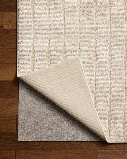 Loloi Chris Loves Julia Calvin Collection CLV-02 Ivory/Oatmeal 5'-3" x 5'-3" Round Area Rug Checkered Neutral Soft Living Room Bedroom Carpet