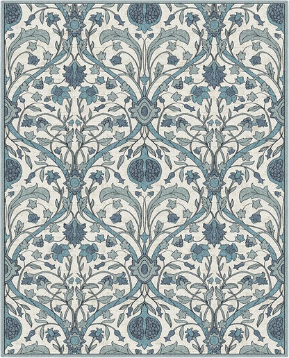 Washable Area Rug 8x10, Large Soft Rugs Vintage Rug for Living Room, Bedroom Rug, Farmhouse, Dining Room, Kids Playroom, Cream Gray Multi