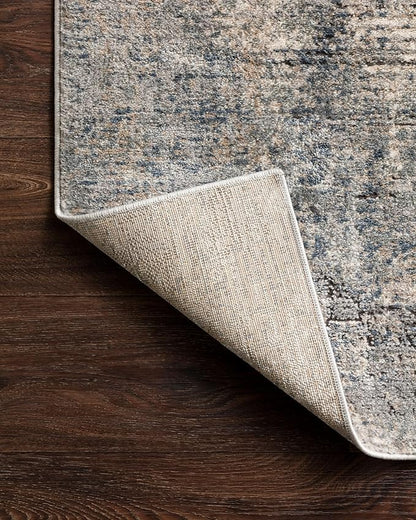 Loloi Teagan Collection TEA-05 Denim/Slate 9'-9" x 13'-6" Area Rug, Large, Soft Neutral Rug, High-Traffic for Living Room, Bedroom, Home Office, Dining Area