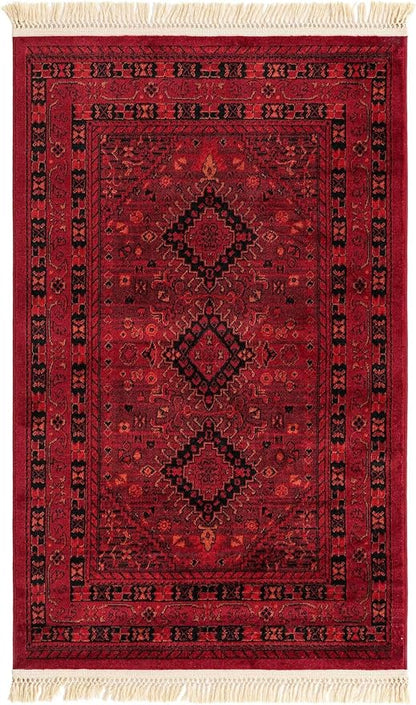 Unique Loom Tekke Collection Area Rug - Sheibani (3' 3" x 5' 3" Rectangle, Red/ Black)