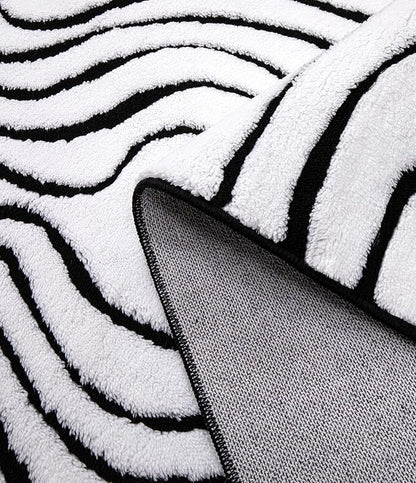 YIHOUSE Modern Rugs for Living Room 5x7, Washable Black and White Bedroom Rug, Fluffy Geometric Dining Room Rugs for Under Table Home Decor