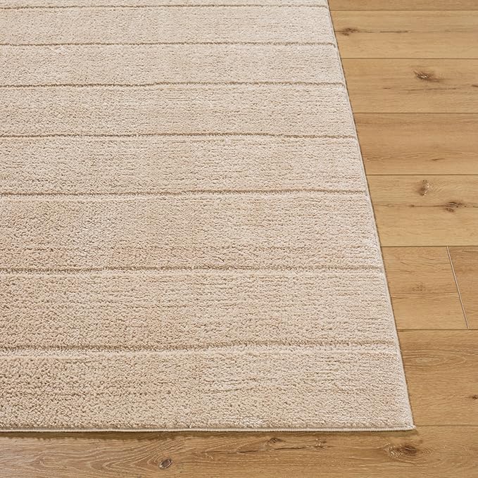 Livabliss x Our PNW Home Cascade Minimalist Striped Area Rug, 9'2" x 12', Taupe