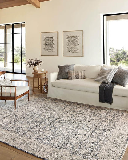 Loloi Amber Lewis Alie Collection ALE-05 Charcoal/Beige 5'-3'' x 5'-3'', .13'' Pile Height, Round Area Rug