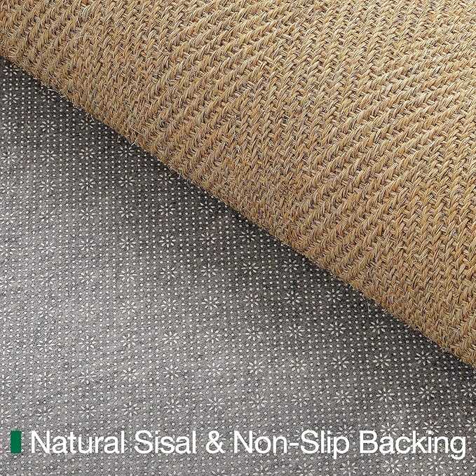 LUMI Handwoven Sisal Door Mat, Non-Slip Durable Entryway Mat, Welcome Front Doormat, Solid Floor Mats for Entrance, 32"x48", Herringbone Sisal