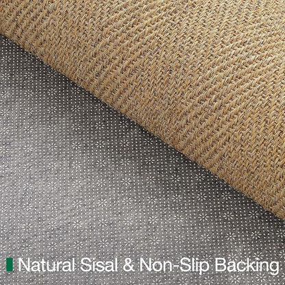 LUMI Handwoven Sisal Door Mat, Non-Slip Durable Entryway Mat, Welcome Front Doormat, Solid Floor Mats for Entrance, 32"x48", Herringbone Sisal
