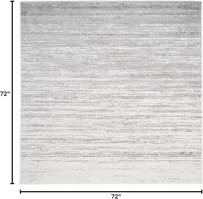 SAFAVIEH Adirondack Collection Area Rug - 6' Square, Ivory & Silver, Modern Ombre Design, Non Shedding & Easy to Clean, Ideal for Living Room, Bedroom, Office, Dining Space (ADR113B)